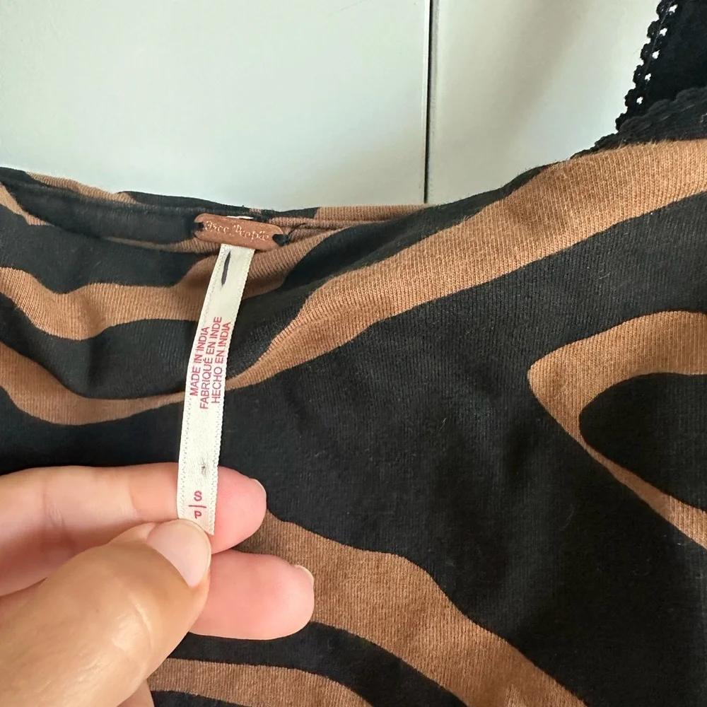 Free People 2‎ Tone Tank Zebra - Size Small- New